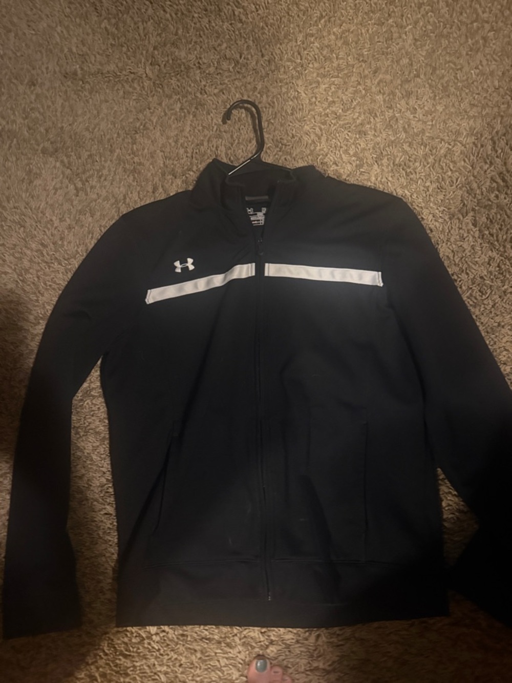 Under Armour Black Lightweight Full-Zip Jacket with White Chest Stripe